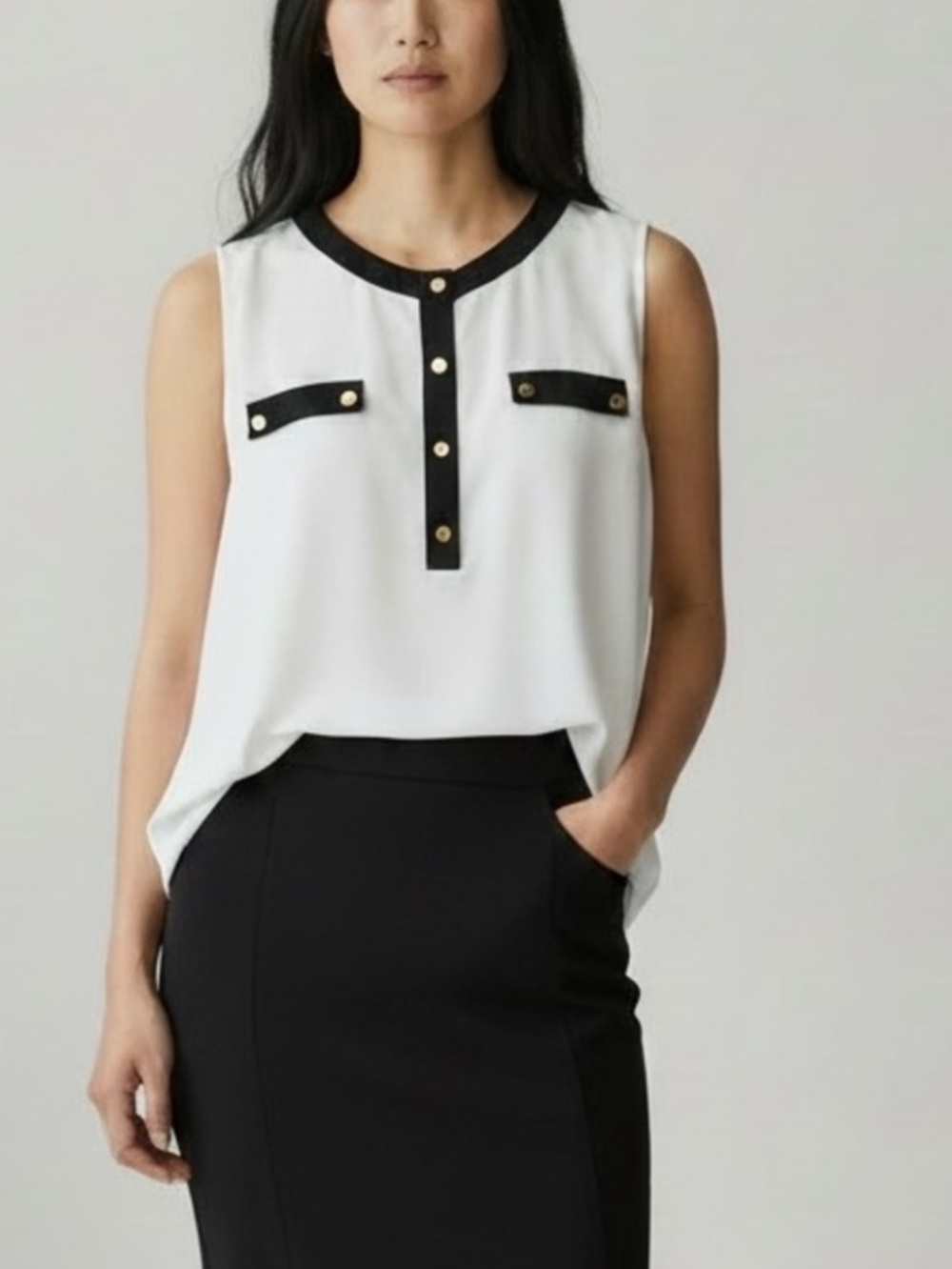 JONES NEW YORK | Black/White Blouse Sz US 12